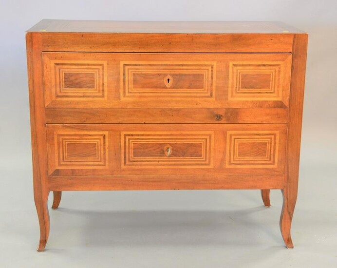 Continental Neoclassical-style inlaid walnut commode