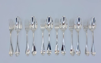 Couvert, Dinner cutlery sets (12) - .934 silver - Johannes Verloove en Anthony Huys - Netherlands - 1774 and 1778