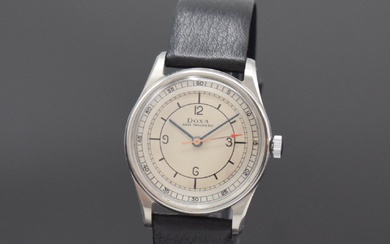 DOXA montre-bracelet homme en acier, Suisse, vers 1950, fond et bord du verre imprimés, cadran...