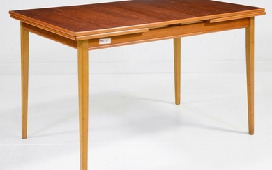 Danish Modern Draw Leaf Teak Mid Century Dining Table