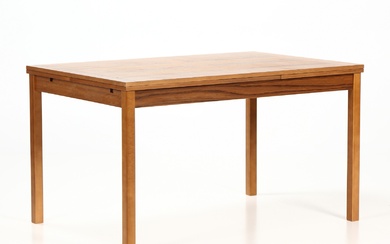 Danish furniture manufacturer. Rectangular teak dining table with Dutch extension