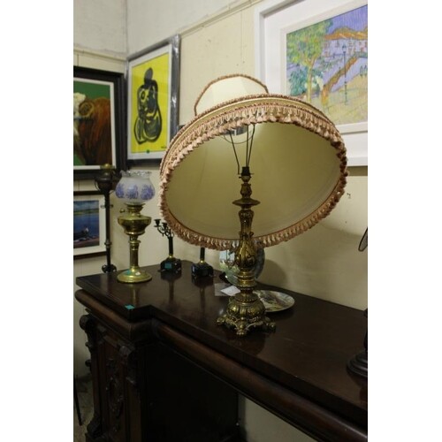 Decorative Brass Column Table Lamp with Shade (96cm Tall Ove...