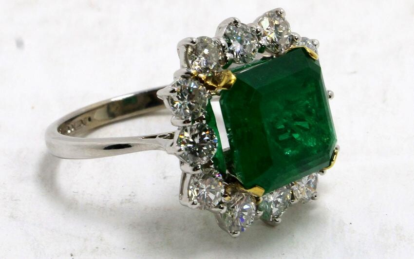 Diamond and 5.72ct Emerald Ring