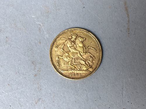 ENGLAND. Sovereign 1891 in profile of Queen Victoria....