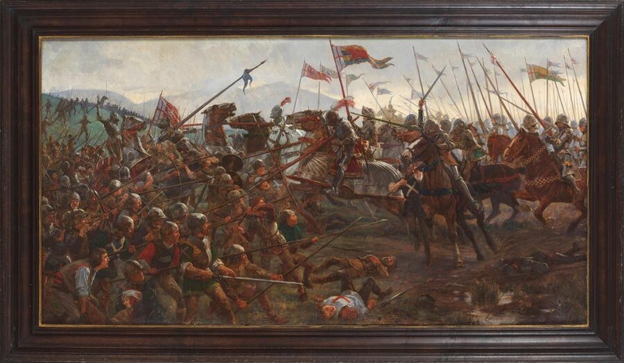 ENGLISH SCHOOL 19th century "Battle" Oil on canvas. Measurements: 65 x 122 cm. Exit: 1.800uros. (299.495 Ptas.)