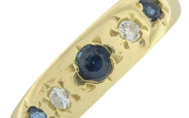 Early 20th century 18ct gold sapphire & diamond five-stone ring
