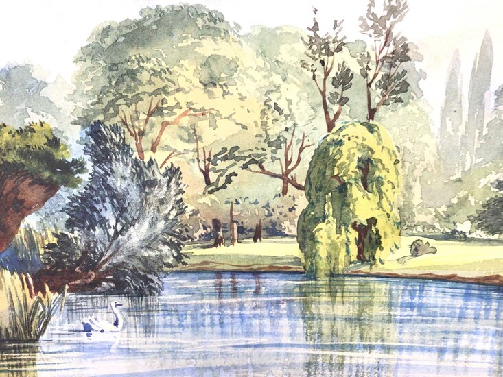 Early 20th century English School watercolour - view of The Lake Regents Park