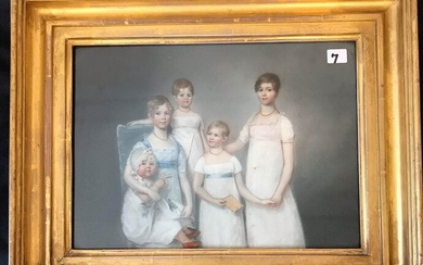 Early American Federal Family Portrait Painting