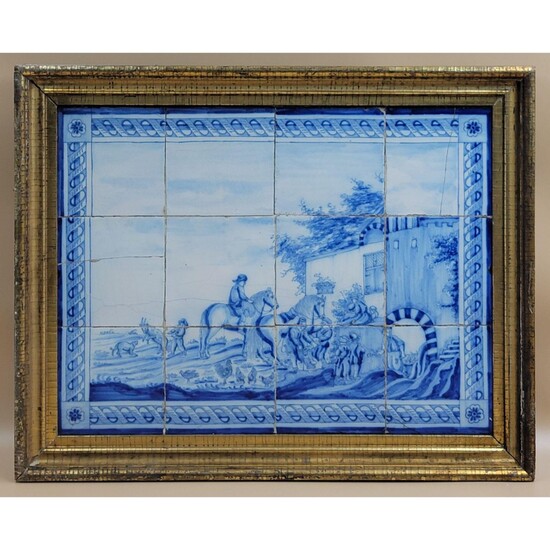 Early Blue And White Delft Tile Landscape
