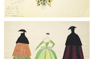Edouard Dermit (1925-1995) Maquettes de costumes pour ''La dame de la lune, Hommage à Méliès''
