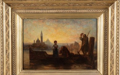 Edouard Jean-Conrad Hamman, (1819-1888) - Venetian Scene with Figures