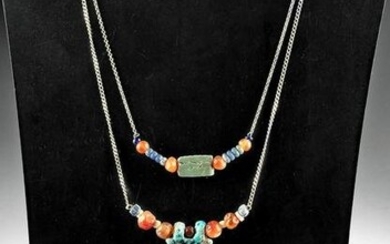 Egyptian Glass Faience Bead Necklaces + Earrings