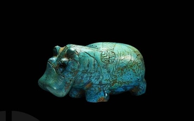 Egyptian Turquoise-Glazed Hippopotamus