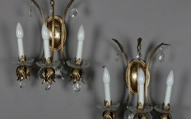 Electric Classical Foliate Form Rock Crystal Sconces