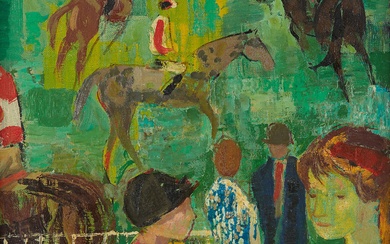 Emile GRAU SALA (1911-1975) L'hippodrome, 1963 Huile sur toile Signée en bas à droite H....