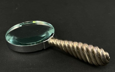 English Twisted Silver Handled Magnifying Glass
