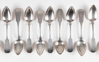FIFTEEN AMERICAN COIN SILVER SPOONS