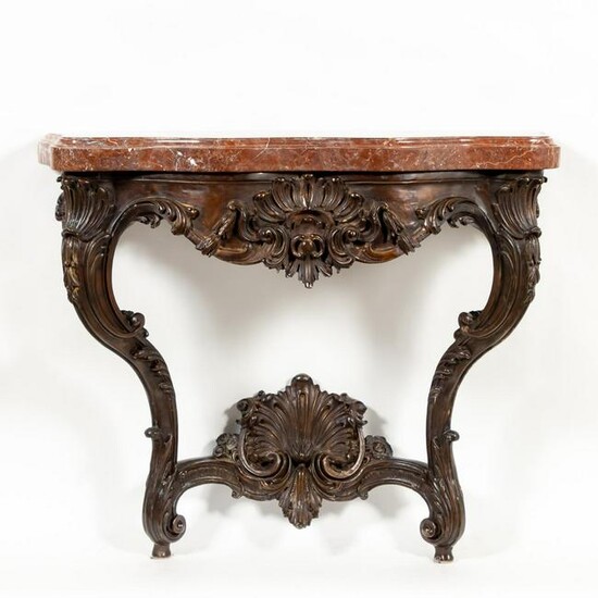 FRENCH REGENCE STYLE BRONZE MARBLE TOP CONSOLE