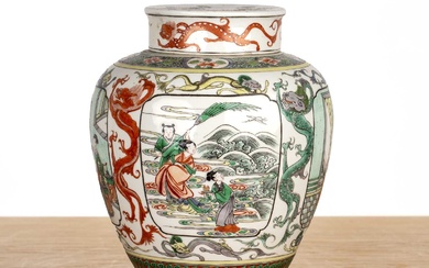 Famille verte ginger jar and cover Chinese, 19th Century painted...