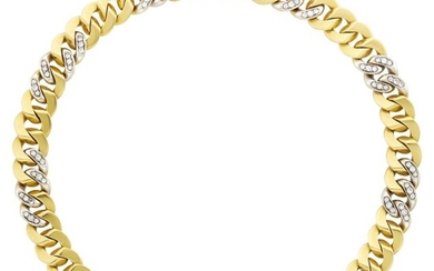 Faraone Two-Color Gold and Diamond Curb Link Necklace