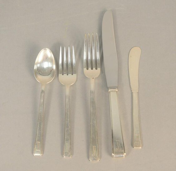 Fifty-five piece sterling silver flatware set to