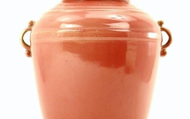 Fine 1927 Selden Bybee Pottery Two Handles Red Vase