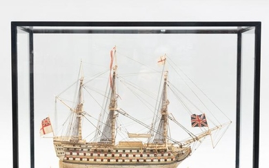 Fine French Prisoner-of-War Carved Bone Ship Model of a