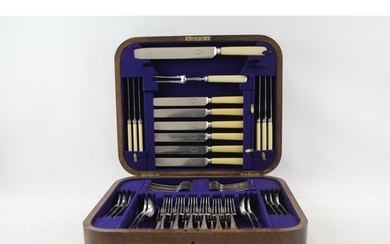 First Stainless Steel 35 Piece Cutlery Set Vintage Wooden Ca...