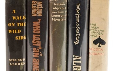 Five 1st Editions by Nelson Algren in DJs, Two Signed