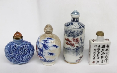 Four Chinese Porcelain Snuff Bottle Group