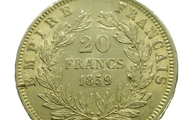 France. Napoléon III (1852-1870). 20 Francs 1859-BB, Strasbourg