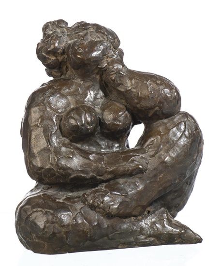 Franco Mauro FRANCHI (1951), 'Nu assis', sculpture en bronze