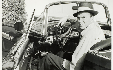 Frank Worth (American, b.1923-d.2000): A black and white photographic print of Frank Sinatra, 1955