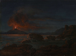 Frederik Ludwig STORCH Kerteminde, 1805 - Copenhague, 1883 Une éruption du Vésuve de nuit