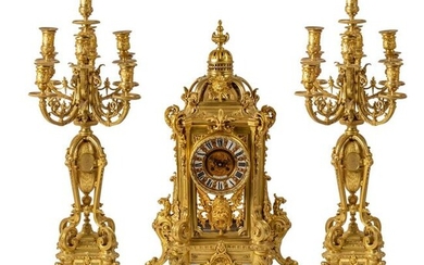 French Antique Ormolu Bronze Clock Candelabras SET