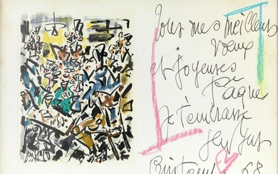 GEN PAUL (1895 - 1975)Collioure, scène de caféLithographie réhausséeDédicace réhaussée au pastel.14 x 11 cmSous...