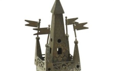 GERMAN SILVER SPICE-TOWER. Of tower form, the square container...