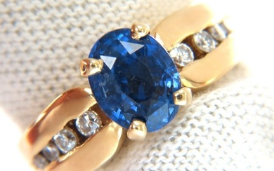GIA Certified 2.66ct natural no heat sapphire diamond ring 14kt. unheated blue+