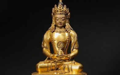 GILT BRONZE SITTING BUDDHA, 18TH CENTURY