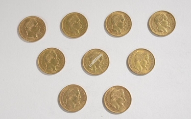 GOLDEN CURRENCY: 9 coins of 20 gold francs...
