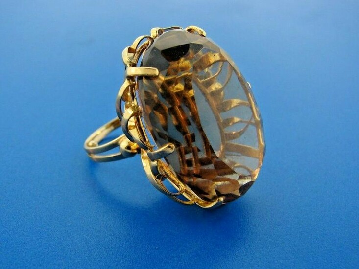 GROOVY 14k Yellow Gold & Citrine Cocktail Ring