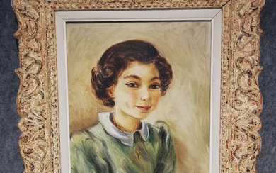 Katarzyna Librowicz., « portrait de jeune fille », huile sur toile signée en bas à...