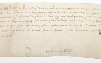 GUYENNE. 1555. Pièce signée Bertrand de TUSTAL... - Lot 7 - Vermot et Associés