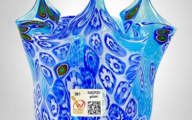 Gabriele Urban - Vase - Blue handkerchief with millefiori murrine - Glass