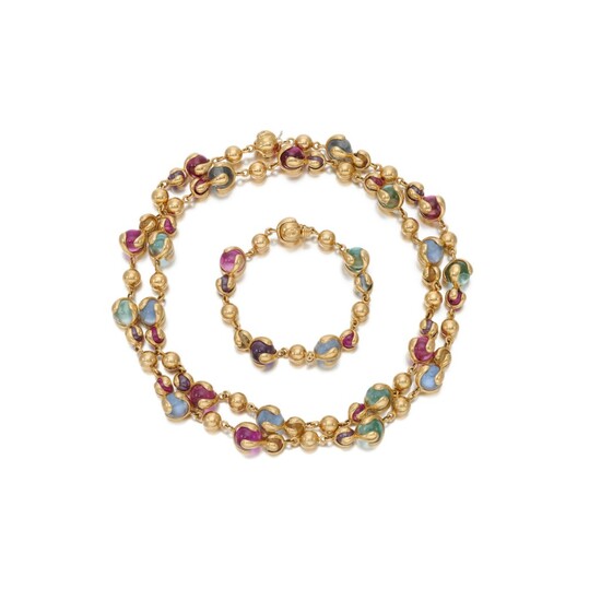 Gem-set necklace and bracelet (Collana e bracciale in pietre di colore), Marina B