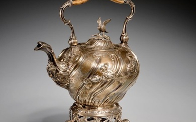 George II silver kettle on stand, Benjamin Gignac
