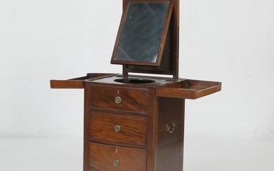 George III gentleman's mahogany washstand, the folding top o...