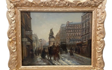 Georges GARELLE (XX) Place de Clichy Huile sur toile Signée en bas à droite 22...