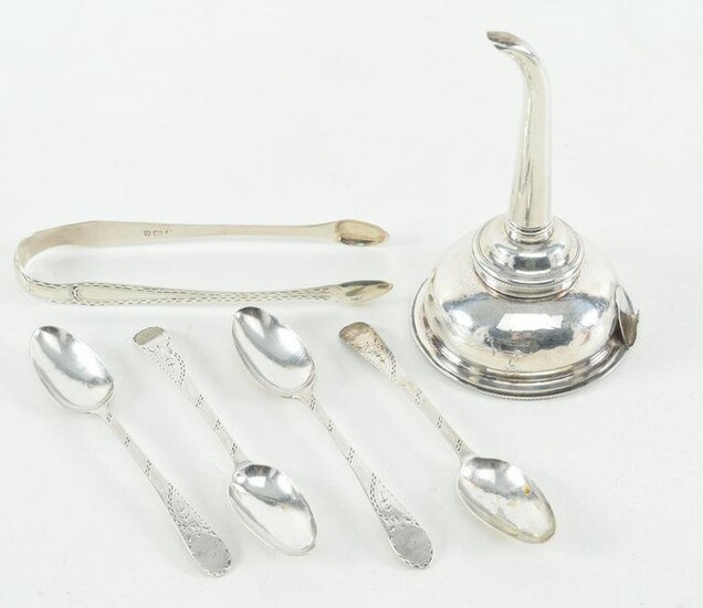 Georgian silver items, sugar tongs, 4 coffee spoons