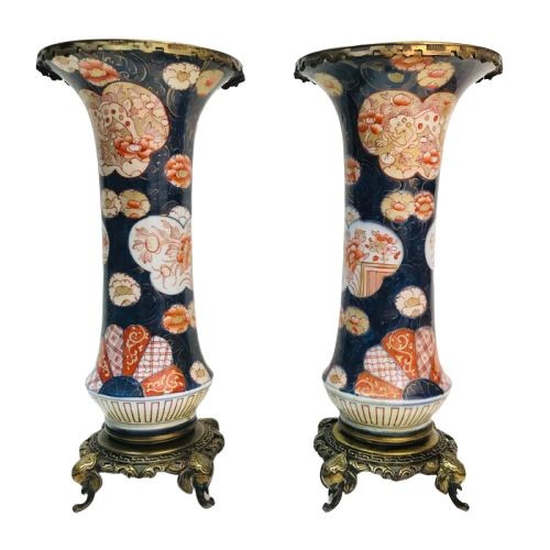 Gilt bronze mounted Japanese Imari Vases (2) - Gilt bronze, Porcelain - Japan - 19th century